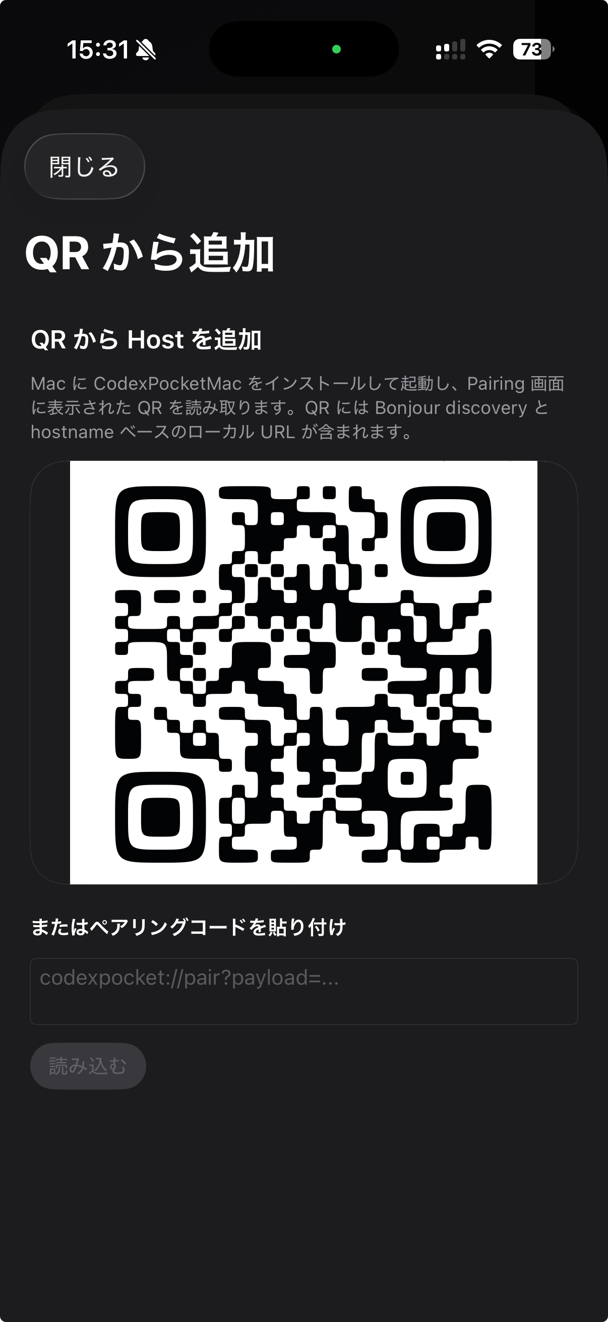 iPhone QR add screen